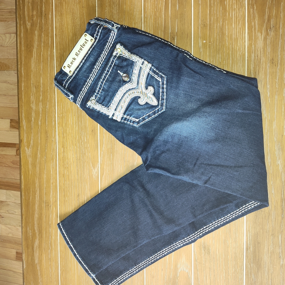 Rock Revival Women's Blue Jeans Janelle Mid Rise Skinny